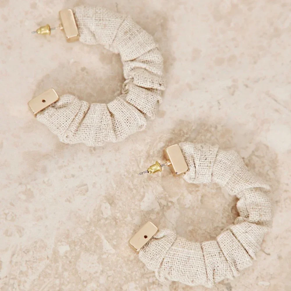 Pretty Little Thing (PLT) Linen Hoops - Picture 3 of 3